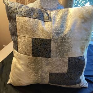 Hand Crafted Beige and Blue Throw Pillow